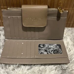 Beige Wallet with Gold Accents